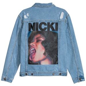 Denim Jacket with Nicki Minaj Graphic Print